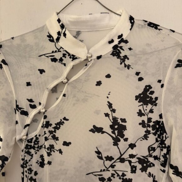 Fashion Nova Floral Print Mesh Mock Neck Maxi Dress, Sz L, NWOT - Picture 5 of 13